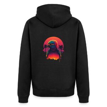 Synthwave Parrot Sunset - Veste à capuche bio Premium Unisexe - noir - Dos - Nico (187cm)