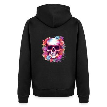 Tête de mort fleurie - Veste à capuche bio Premium Unisexe - noir - Dos - Nico (187cm)