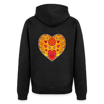Herz - Unisex Premium Bio Zip Hoodie - Schwarz - Hinten - Nico (187cm)