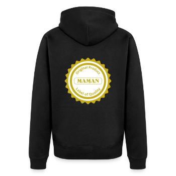 Label de qualité / Maman / Français - Veste à capuche bio Premium Unisexe - noir - Dos - Nico (187cm)