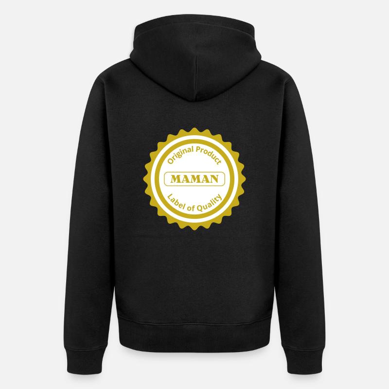 Label de qualité / Maman / Français - Veste à capuche bio Premium Unisexe - noir