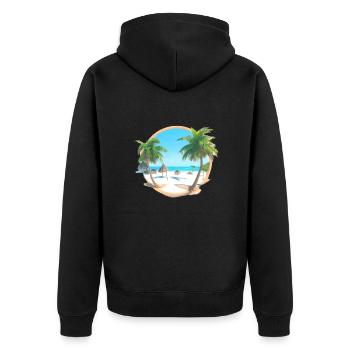 Sommerurlaub Strand Palmen Insel Sonne Palme - Unisex Premium Bio Zip Hoodie - Schwarz - Hinten - Nico (187cm)