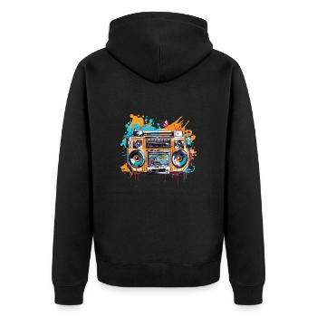 Graffiti Radio - Unisex Premium Bio Zip Hoodie - Schwarz - Hinten - Nico (187cm)