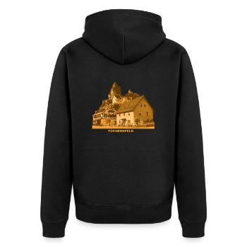 Tuchsfeld, Franconian Switzerland, Bavaria, Pottenstein - Unisex Premium Organic Zip Hoodie - black - Back - Nico (187cm)