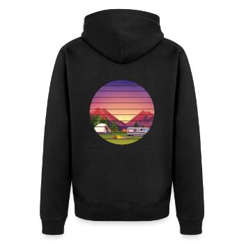 Camping Motorhome Gift Caravan Camp Tents - Unisex Premium Organic Zip Hoodie - black - Back - Nico (187cm)