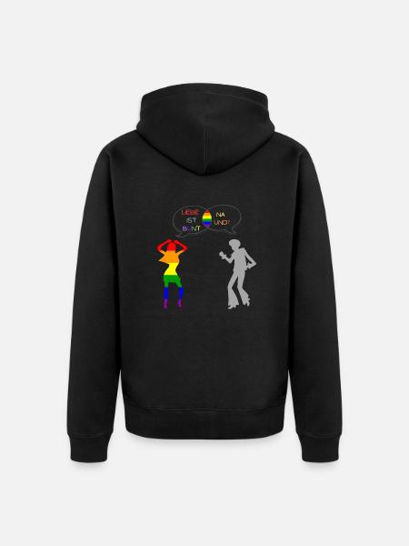 Liebe ist bunt - Unisex Premium Bio Zip Hoodie - Schwarz