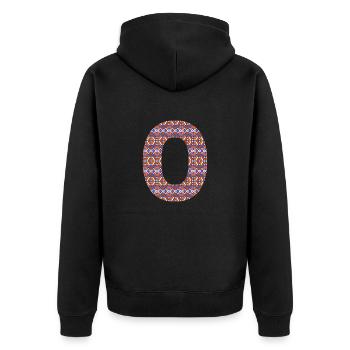 Monogramm Buchstabe O - geometrisches Muster - Unisex Premium Bio Zip Hoodie - Schwarz - Hinten - Nico (187cm)