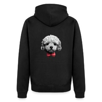 Caniche avec nœud papillon Propriétaire de chien Chiot caniche - Veste à capuche bio Premium Unisexe - noir - Dos - Nico (187cm)