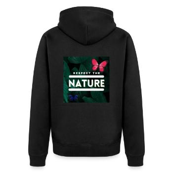 Respect the Nature - Unisex Premium Bio Zip Hoodie - Schwarz - Hinten - Nico (187cm)