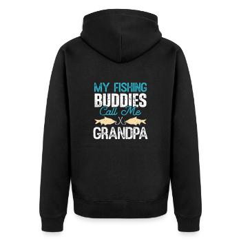 My Fishing Buddies call me Grandpa - Unisex Premium Organic Zip Hoodie - black - Back - Nico (187cm)