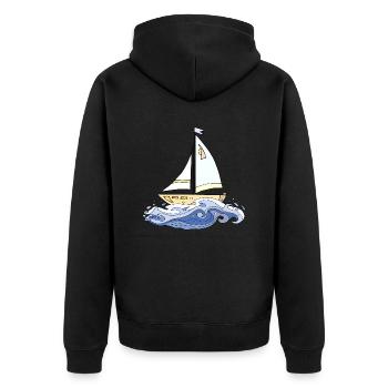 Segelboot - Unisex Premium Bio Zip Hoodie - Schwarz - Hinten - Nico (187cm)