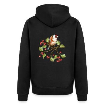 Bunter Vogel - Unisex Premium Bio Zip Hoodie - Schwarz - Hinten - Nico (187cm)