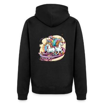 Unicorns at the amusement park - Unisex Premium Organic Zip Hoodie - black - Back - Nico (187cm)