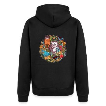 Tiere in Blumen n°2 - Unisex Premium Bio Zip Hoodie - Schwarz - Hinten - Nico (187cm)