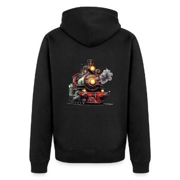 The majestic steam locomotive - Unisex Premium Organic Zip Hoodie - black - Back - Nico (187cm)