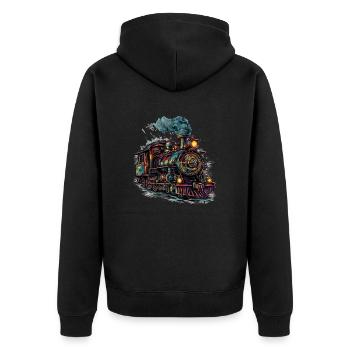 A steam locomotive, a symbol of human engineering - Unisex Premium Organic Zip Hoodie - black - Back - Nico (187cm)