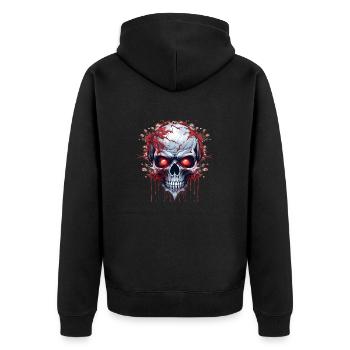 Dämonischer Totenkopf mit roten Augen - Unisex Premium Bio Zip Hoodie - Schwarz - Hinten - Nico (187cm)