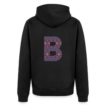 Monogram Letter B- geometric pattern - Unisex Premium Organic Zip Hoodie - black - Back - Nico (187cm)