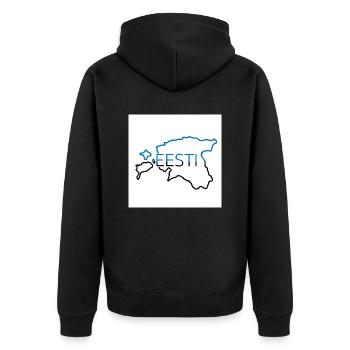 Landkarte von Estland - Unisex Premium Bio Zip Hoodie - Schwarz - Hinten - Nico (187cm)