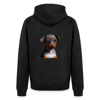 Propriétaires de chiens Chiens teckel Chien Dachshund chiot - Veste à capuche bio Premium Unisexe - noir - Dos - Nico (187cm)