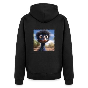 crazy emu - Unisex Premium Organic Zip Hoodie - black - Back - Nico (187cm)