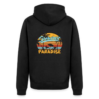 Summer Paradise - Unisex Premium Bio Zip Hoodie - Schwarz - Hinten - Nico (187cm)