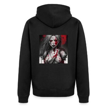 Zombie bloody face - Unisex Premium Bio Zip Hoodie - Schwarz - Hinten - Nico (187cm)