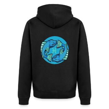 Zodiac - Star Sign - Pisces - pos - Unisex Premium Bio Zip Hoodie - Schwarz - Hinten - Nico (187cm)