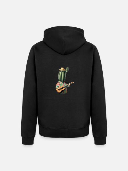 Cactus Star Flower Shirt and Guitar Vibes - Unisex Premium Organic Zip Hoodie - black