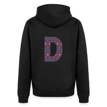 Monogramm Buchstabe D - geometrisches Muster - Unisex Premium Bio Zip Hoodie - Schwarz - Hinten - Nico (187cm)