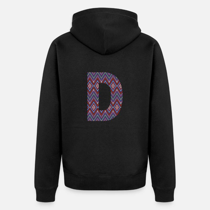 Monogramm Buchstabe D - geometrisches Muster - Unisex Premium Bio Zip Hoodie - Schwarz