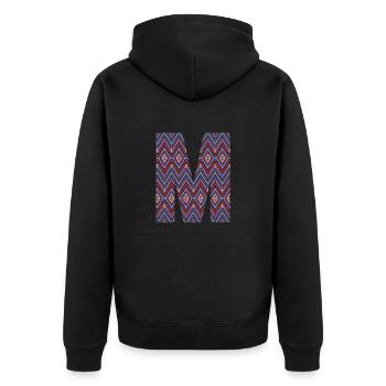 Monogram Letter M- geometric pattern - Unisex Premium Organic Zip Hoodie - black - Back - Nico (187cm)