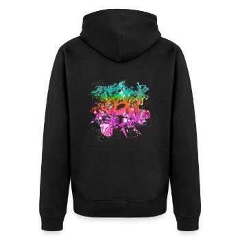 Graffiti-Stil Splash Hip Hop Farben Maler Farbe - Unisex Premium Bio Zip Hoodie - Schwarz - Hinten - Nico (187cm)