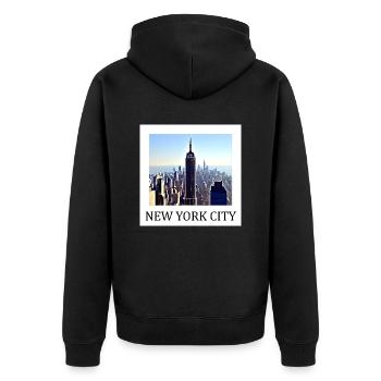 New York City - Unisex Premium Bio Zip Hoodie - Schwarz - Hinten - Nico (187cm)