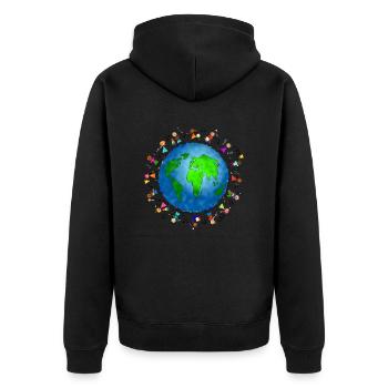 Musical World Kids - Unisex Premium Organic Zip Hoodie - black - Back - Nico (187cm)