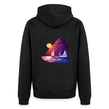 Segeln Segelboot Segelsport Segler Segelschiff - Unisex Premium Bio Zip Hoodie - Schwarz - Hinten - Nico (187cm)