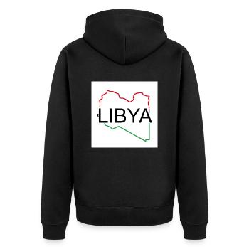 Map of Libya - Unisex Premium Organic Zip Hoodie - black - Back - Nico (187cm)