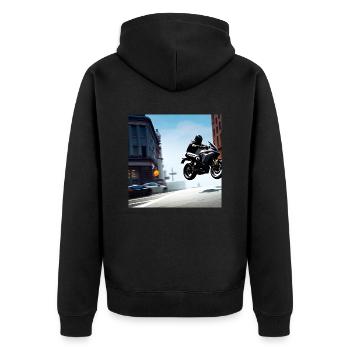 Endo-Profi - Bike - Unisex Premium Bio Zip Hoodie - Schwarz - Hinten - Nico (187cm)