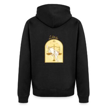 Libra Zodiac Sign Cat - Unisex Premium Bio Zip Hoodie - Schwarz - Hinten - Nico (187cm)