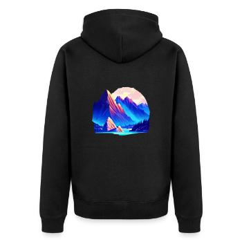Mountains Hiking Mountain hikers Mountain hiking Hiking - Unisex Premium Organic Zip Hoodie - black - Back - Nico (187cm)