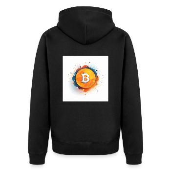 bitcoin logo design minimalistic white background - Unisex Premium Bio Zip Hoodie - Schwarz - Hinten - Nico (187cm)