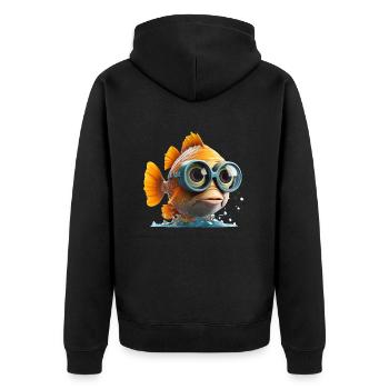 Drôle de poisson avec des lunettes de plongée - Veste à capuche bio Premium Unisexe - noir - Dos - Nico (187cm)