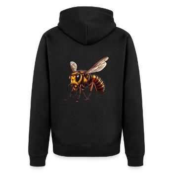 Wer Hornissen hat, hat keine Wespen - Unisex Premium Bio Zip Hoodie - Schwarz - Hinten - Nico (187cm)