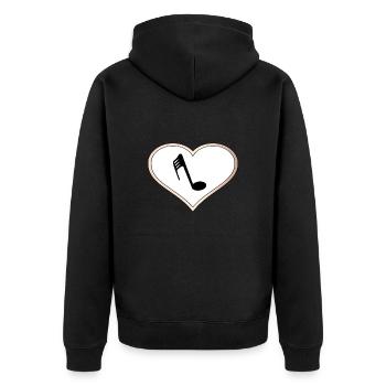 Liebesherz-Musik - Unisex Premium Bio Zip Hoodie - Schwarz - Hinten - Nico (187cm)