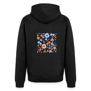 Wildblumen-Geschenkidee - Unisex Premium Bio Zip Hoodie - Schwarz - Hinten - Nico (187cm)