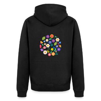 Wildblumen-Geschenkidee - Unisex Premium Bio Zip Hoodie - Schwarz - Hinten - Nico (187cm)