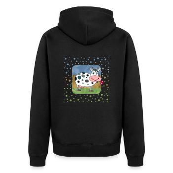 Cow - Unisex Premium Organic Zip Hoodie - black - Back - Nico (187cm)