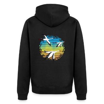 Störche - Unisex Premium Bio Zip Hoodie - Schwarz - Hinten - Nico (187cm)