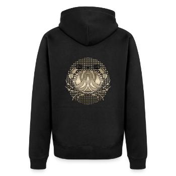 Krebs - Unisex Premium Bio Zip Hoodie - Schwarz - Hinten - Nico (187cm)