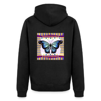 Butterfly - Unisex Premium Organic Zip Hoodie - black - Back - Nico (187cm)